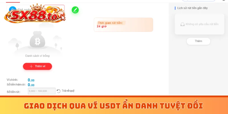 Giao dịch qua ví USDT ẩn danh tuyệt đối