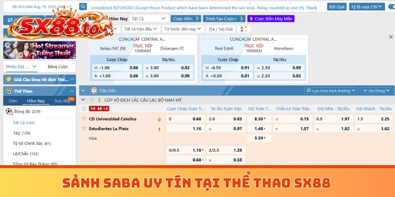 Sảnh Saba uy tín tại thể thao SX88
