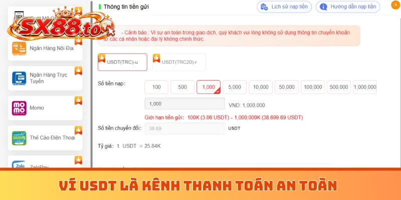 Ví USDT là kênh thanh toán an toàn