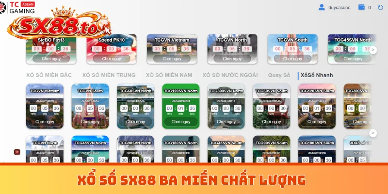 Xổ số SX88 ba miền chất lượng